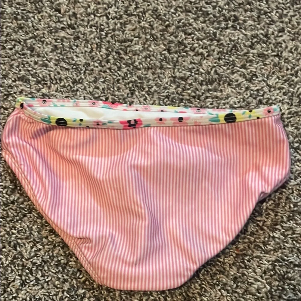 Cat & Jack Pink Striped Bikini Bottom with Floral Trim Only